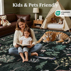 6x9 Area Rugs Living Room Rug: Vintage Washable Rug Floral Soft Carpet Indoor Floor Non-Slip Boho Stain Resistant Large Carpets for Bedroom Kids Nursery Dining Room Farmhouse Home Office Green
