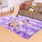 5x7 Area Rugs for Living Room, Fluffy Large Rugs for Bedroom, Soft Shag Fuzzy Non-Slip Carpet for Kids Boys and Girls Nursery Room Dorm Indoor Home Decor (Tie-Dyed Purple, 5ft x 7ft)