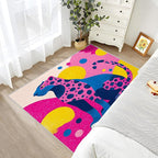 Leopard Large Area Rug 8x10 - Colorful Abstract Geometric Animal Pop Art Rugs for Living Room Non Slip Low Pile Machine Washable Dining Room Rug, Leopard Carpet Home Decor & Gifts
