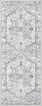 KOZYFLY Runners for Hallways 2x5 Ft Washable Kitchen Runner Rug Boho Runner Rug for Entryway Indoor Printed Oriental Faux Wool Floor Carpet Runner for Laundry Room Kitchen Hall, Gray