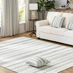 jinchan Moroccan Boho 8x10 Area Rugs for Living Room - Machine Washable Soft Throw Rug Bohemian Ripple Design Non-Slip Neutral Carpet for Bedroom Dining Room Home Office (8‘x10', Grey)