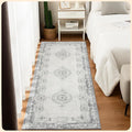 Istana Hallway Runner Rug 2.5x8 - Grey/Gold Kitchen Rugs Non Slip Washable -Silk's Soft Touch Carpet Runner - Stylish Rugs for Home