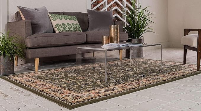 Unique Loom Sialk Hill Collection Area Rug - Washington (2' 2" x 3' 1" Rectangle Green/Hunter Green)