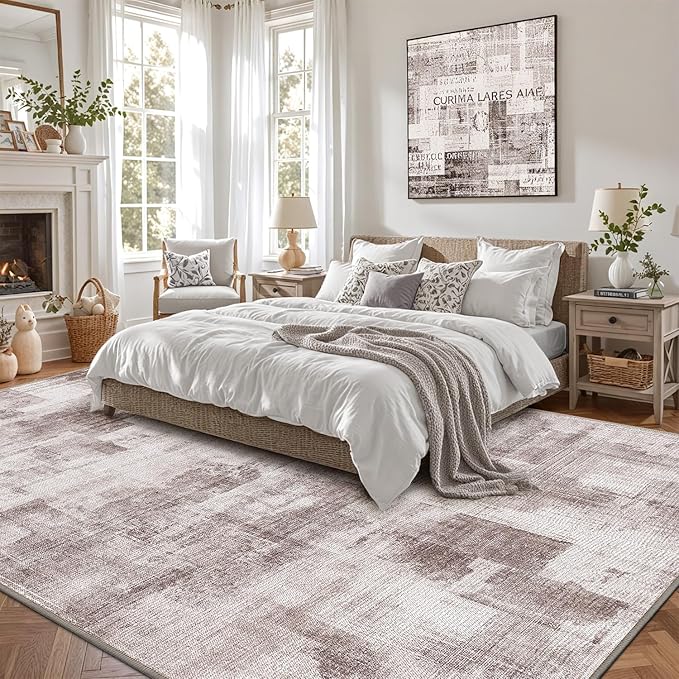 LUMI 8x12 Washable Low-Pile Area Rug for Living Room, Ultra Soft Modern Abstract Rugs Non Slip with Rubber Backing, High Traffic, Stain Resistant Carpets, Ideal for Bedroom, Dining Room, Indoor