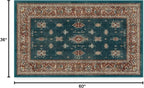 RUGGABLE Washable Vintage Area Rug – Verena Teal Blue 3x5, Stain-Resistant, Non-Slip – Small Machine Washable Rugs for Living Room, Bedroom, Hallway, Entryway & Office–with Cushioned Pad
