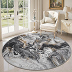 6x6 Round Area Rugs for Living Room, Modern Abstract Rug for Bedroom, Contemporary Machine Washable Rug, Large Stain Resistant Carpet for Dining Room Playroom Home Office, Pet & Kids Friendly