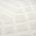 Abani Cozy Cream Area Rug for Living Room, Bedroom - Geometric Diamond Pattern - 6' x 9' - Durable & Easy to Clean