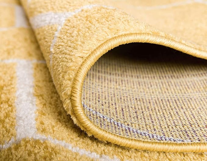 Unique Loom Trellis Frieze Collection Area Rug - Geometric (8' x 11', Yellow/ Ivory)