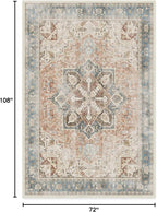 RUGGABLE Washable Vintage Area Rug – Kamran Coral 6x9, Stain-Resistant, Non-Slip – Medium Machine Washable Rugs for Living Room, Bedroom, Hallway, Entryway & Office–with Cushioned Pad