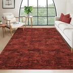 RUGSREAL Washable Rug 10x13 for Living Room Modern Abstract Area Rug Non-Slip Large Contemporary Bedroom Rug Stain Resistant Aesthetic Accent Floor Carpet Foldable Solid Rug for Home Office, Red