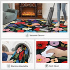 Boho Flowers Rugs for Bedroom - 5x6 Area Rug - Cartoon Flowers Rugs for Living Room, Abstract 3D Floral Rug, Non-Slip Washable Home Decor Carpet