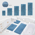 Blue Toilet Rug 22x24 Non Slip Fluffy Toilet Floor Mat U Shaped Washable Bathroom Contour Rug for Toilet Absorbent Thick Toilet Carpet