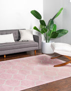 Rugs.com Lattice Frieze Collection Rug – 10' x 13' Light Pink Medium Rug Perfect for Living Rooms, Large Dining Rooms, Open Floorplans