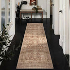 vivorug Brown Runner Rug 2x10 Machine Washable Rug with Non-Slip Backing, Ideal for Kitchen Hallway Entryway Laundry Room - Vintage, Durable, Easy Clean, Low Pile Carpet Runner