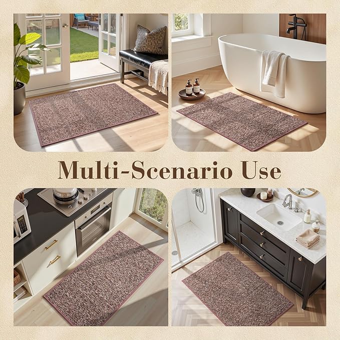 MontVoo Door Mat Indoor Entrance Doormat, Absorbent Durable Rubber Non Slip Front Door Mat for Inside Entry Entryway Dirt Trapper Welcome Mat, Red 32''x48''