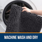 OLANLY Bathroom Rugs 40x32, Extra Soft Absorbent Chenille Bath Rugs, Rubber Backing Quick Dry, Machine Washable Bath Mats for Bathroom Floor, Tub and Shower, Home Decor Accessories, Dark Grey