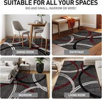 Rugshop Modern Wavy Circles Design Non-Shedding Area Rug, Carpet for Living Room, Dining Room, or Bedroom, Red, 7'10" x 10'2"