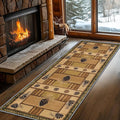 Pinecone Runner Rug, 2x6ft Rustic Country Style Hallway Runner Rug - Corridor & Foyer Area Rugs, Washable Non-Slip Mat, Country Home Decor Carpet for Indoor Living Room Hallway Spaces