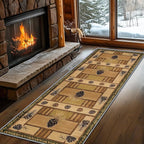 Pinecone Runner Rug, 4x10ft Rustic Country Style Hallway Runner Rug - Corridor & Foyer Area Rugs, Washable Non-Slip Mat, Country Home Decor Carpet for Indoor Living Room Hallway Spaces
