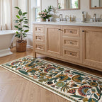 Egypt Floral Washable Bathroom Runner Rug for Kitchen Floor,2x8 Boho Rug Runners for Hallways Entryway,Vintage Non Slip Soft Throw Carpet for Laundry Room Entrance (Beige,2'6''x8')