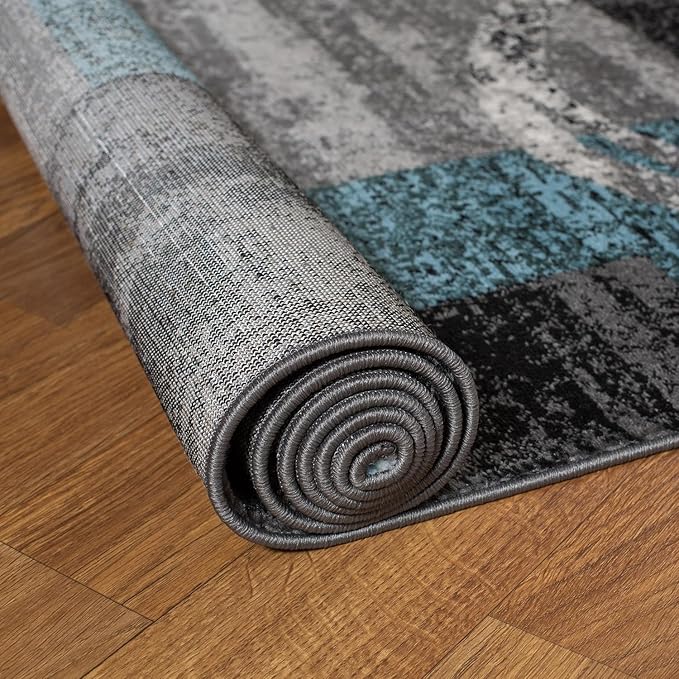 Rugshop Contemporary Abstract Circle Design Soft Runner Rug 2' x 7'2" Gray