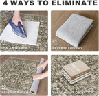 KILOCOCO Hallway Runner 2x5 Kitchen Runner Rug Printed Vintage Floral Washable Non-Slip Runners for Hallways Laundry Room Rugs Distressed Boho Rug Runners for Bedroom, Taupe/Green