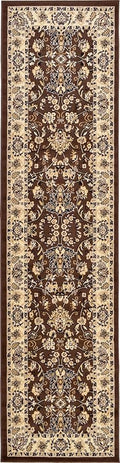 Rugs.com Yasmin Collection Rug – 10 Ft Runner Brown Medium Rug Perfect for Hallways, Entryways