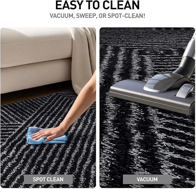 Rugshop Geometric Diamond Stripe Shag Runner Rug Anthracite Dark Gray 2' 3" x 12' Great for Long Hallways, Open Entryways, or Galley Kitchens
