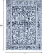 Area Rug 6×9, Large Vintage Boho Rug,Ultra-Soft Low Pile, Washable, Non Slip,Stain Resistant, Printed Carpet for Living Room Bedrooms Playroom Office Kitchen, Solid/Blue