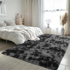 Zentavio Black and Grey Area Rugs for Living Room Large Men Room Carpet 5x8 Bedroom Fluffy Furry Shag Aesthetic Plush High Pile Floor Rug for Kids Room Dorm Home Decor Gray