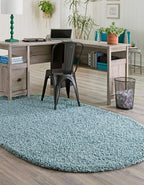 Unique Loom Solid Shag Collection Area Rug (3' 3" x 5' 3" Oval Light Slate Blue)
