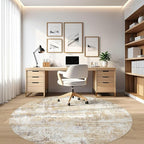 Round Rug Living Room Rugs: 8Ft Washable Circle Large Abstract Modern Soft Stain Resistant Non Slip Indoor Floor Carpet for Bedroom Nursery Office Dining Room Dorm Home House Decor- Gray Gold
