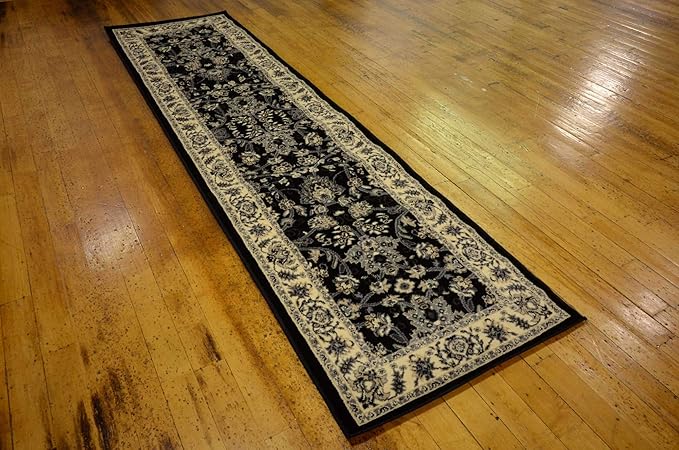 Unique Loom Sialk Hill Collection Area Rug - Washington (2' 7" x 10' Runner Black/Gray)