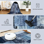 DweIke Large Modern Washable Area Rugs 8x10, Living Room Rug Non-Slip and Non-Shedding Large Rugs for Bedroom, Low Pile Indoor Rubber Backed Carpets for Dining Office Home Decor, Navy Blue