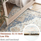 jinchan Kelda Runner Rug 3x8 Vintage Hallway Rug Washable Runner Retro Floor Cover Lightweight Non-Slip Low Pile Thin Distressed Carpet for Entryway Bathroom Laundry Room Bedroom Stairway Orange