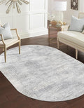 Unique Loom Finsbury Collection Area Rug - Sarah (5' 3" x 8' Oval, Gray/ Ivory)