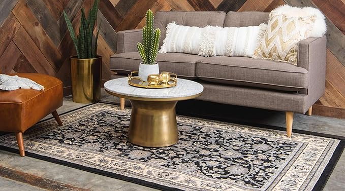 Unique Loom Sialk Hill Collection Area Rug - Washington (9' x 12' Rectangle Black/Gray)