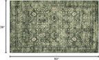 Morebes Vintage Throw Rugs, Boho 3x5 Washable Rug Non Slip,Soft Area Rug for Bedroom,Distressed Non-Shedding Floral Rug for Entryway Kitchen Foyer Bedside Playroom, Grayish Green