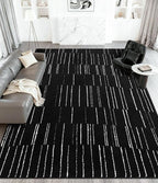 YIHOUSE 8x10 Abstract Line Area Rug, Modern Washable Stain Resistant Rugs Non Slip, Soft Indoor Large Floor Carpet for Living Room, Bedroom,Dining Room, Black and White