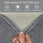 KOZYFLY Runners for Hallways 2x6 ft Washable Kitchen Runner Non Slip Rubber Backed Hall Runners Cotton Entryway Runner Rugs Floor Carpet for Indoor Backdoor Bedroom Kitchen, Grey/Dark Grey
