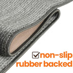 17ft Runner Rug by Custom Length - Striped Grey | Non-Slip Rubber Backed | Washable & Pet Friendly | No-Fray Edge Finished