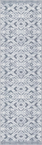 KILOCOCO Kitchen Runner Rug Hallway Runner Rug Washable, Soft Runners Rugs Non Slip Printed Distressed Laundry Room Rugs, Low-Pile Runners for Entryway Bedroom Living Room, 2x7 Grey White