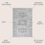 JONATHAN Y Modern Vintage Medallion Light Grey Indoor Area Rug, 8x10, Country, Floral, Easy-Cleaning for Living Room, Bedroom, Kitchen, Pet Friendly, Non-Shedding (MDP108B-8)