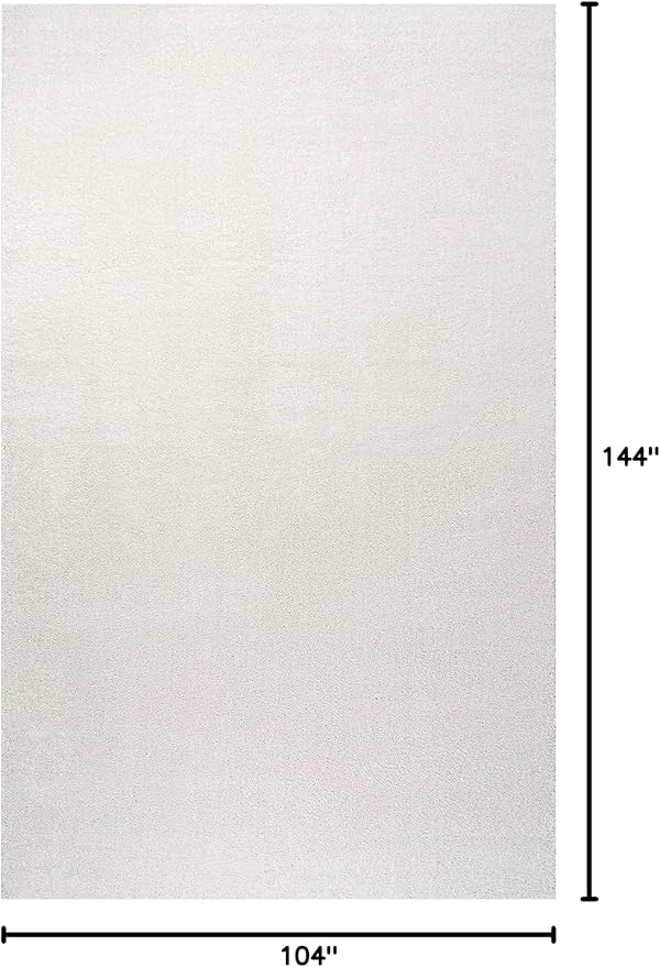 Eyely UES100T-9 Supersoft Haze Solid Low-Pile Indoor Area Rug Casual;Contemporary;Solid;Traditional, Bedroom, Kitchen, Living Room, Easy-Cleaning, Non-Shedding, 9 X 12, Cream