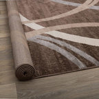 Rugshop Modern Wavy Circles Design Runner Rug, Non-Shedding Carpet for Hallway, Kitchen, or Entryway, Brown, 2'7" x 6'