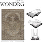 2x3 Brown Washable Vintage Area Rug for Living Room Bedroom Non Slip Distressed Traditional Soft Throw Rug Low Pile Lightweight Floral Doormat Entryway Dining Laundry Room Kitchen