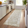 jinchan Fiora Hallway Runner Rug 3x10 Machine Washable Runner Rug Taupe Vintage Floral Design Non-Slip Low Pile Ultra-Thin for Kitchen Laundry Room Bedroom Farmhouse (3‘x10', Taupe)