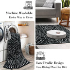 Wonnitar Washable Kitchen Runner Rug 2x6, Moroccan Black Runners for Hallway, Non Slip Bohemian Soft Bathroom Throw Mat Geometric Carpet Runner for Laundry Entryway Bedroom (Black,2'x6')