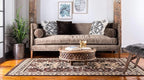Unique Loom Taftan Collection Border Geometric Tribal Inspired Design Area Rug (9' 0 x 12' 0 Rectangular, Brown/ Tan)