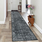 Morebes Black Vintage Runners for Hallways 10 Foot Non Slip, Washable Distressed Non Skid Kitchen Runner Rug Indoor Long Carpet for Hall Foyer Entryway Bathroom Entrance Playroom